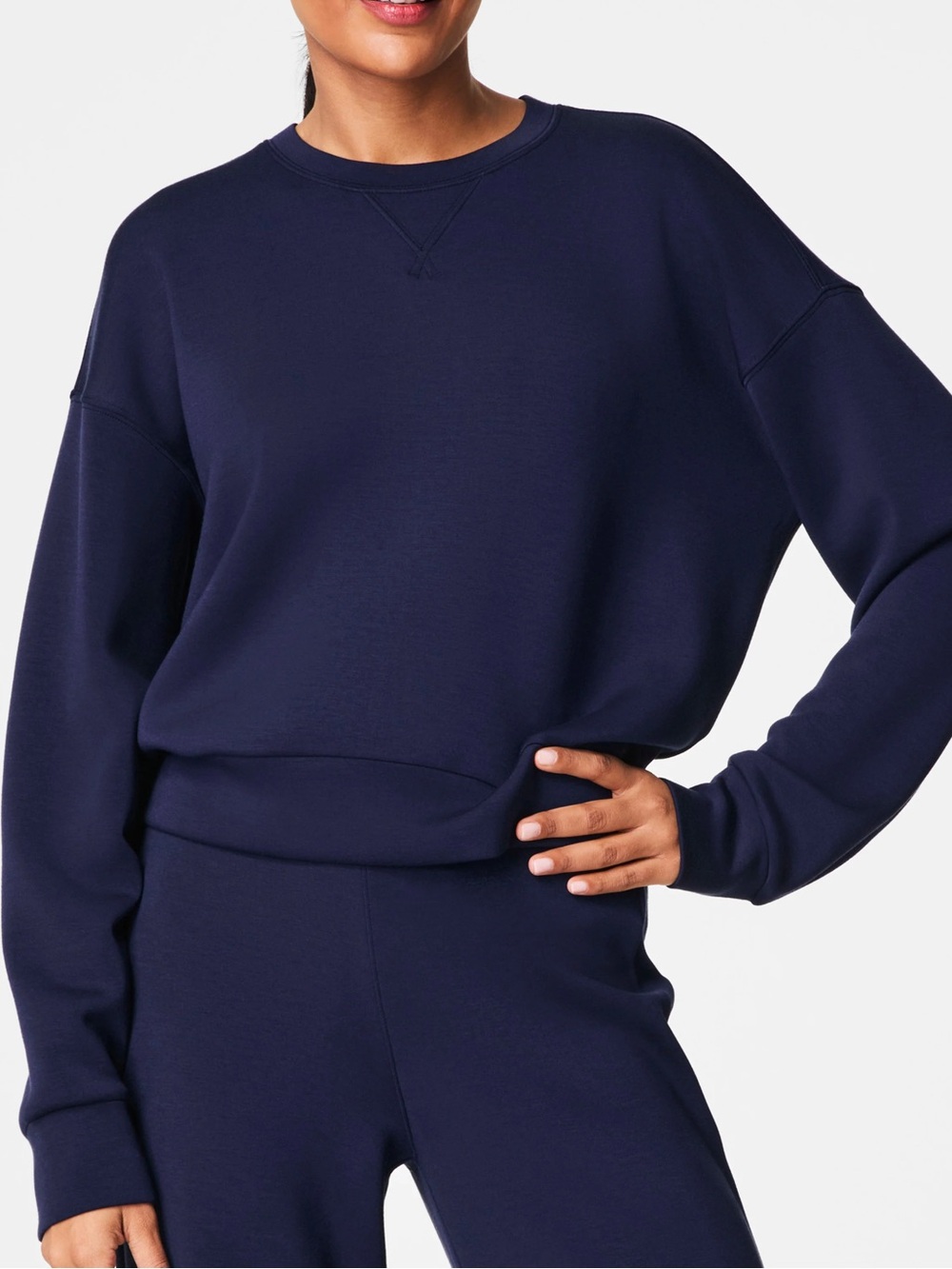 SPANX Airessentials Blue Navy Crewneck Pullover Sweatshirt Women’s - Size Large